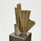 Abstract Brutalist Concertina-Shaped Bronze Sculpture on Black Marble Plinth 6