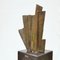 Abstract Brutalist Concertina-Shaped Bronze Sculpture on Black Marble Plinth 4