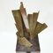 Abstract Brutalist Concertina-Shaped Bronze Sculpture on Black Marble Plinth 8