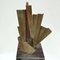 Abstract Brutalist Concertina-Shaped Bronze Sculpture on Black Marble Plinth 7