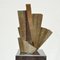 Abstract Brutalist Concertina-Shaped Bronze Sculpture on Black Marble Plinth 3