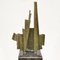 Abstract Brutalist Bronze Sculpture on Tall Black Marble Plinth, 1980s 4