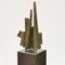 Abstract Brutalist Bronze Sculpture on Tall Black Marble Plinth, 1980s 7