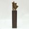 Abstract Brutalist Bronze Sculpture on Tall Black Marble Plinth, 1980s 2