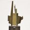 Abstract Brutalist Bronze Sculpture on Tall Black Marble Plinth, 1980s 3