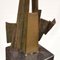 Abstract Brutalist Bronze Sculpture on Tall Black Marble Plinth, 1980s 10