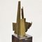 Abstract Brutalist Bronze Sculpture on Tall Black Marble Plinth, 1980s 9