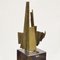 Abstract Brutalist Bronze Sculpture on Tall Black Marble Plinth, 1980s 9