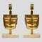 Vintage Face Sculpture Table Lamps in Brass, Set of 2, Image 1