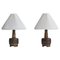 Stoneware Table Lamps by Nils Thorsson for Royal Copenhagen with Le Klint Shades, Set of 2 1