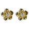 French Diamond 18 Karat Yellow Gold Flower Earrings, 1960s, Set of 2 1