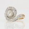 French 20th Century Diamond 18 Karat Yellow White Gold Swirl Ring 6