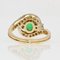 Französischer Ring aus 18 Karat Gelbgold mit Grünen Granat und Diamanten 10