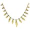 French 18 Karat Yellow Gold Emerald Feather Necklace 1