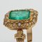 French 19th Century Natural Pearl Emerald 18 Karat Yellow Gold Ring, Image 4