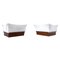 Mid-Century White Ottomans in Foal Skin and Wood, Set of 2 1