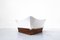 Mid-Century White Ottomans in Foal Skin and Wood, Set of 2 8