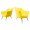 Mid-Century Italian Yellow Fabric Armchairs, 1960s, Set of 2 1