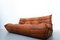 Caramel Leather Togo Three-Seater Sofa by Michel Ducaroy, Ligne Roset, 1970s 5