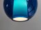 Lampada a sospensione vintage in vetro opalino blu, anni '60, Immagine 3