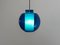 Lampada a sospensione vintage in vetro opalino blu, anni '60, Immagine 1