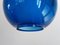 Lampada a sospensione vintage in vetro opalino blu, anni '60, Immagine 5