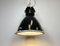 Grande Lampe d'Usine Industrielle Noire avec Couvercle en Verre Transparent de Elektrosvit, 1960s 13