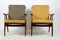 Wooden Boomerang Armchairs with Double-Sided Checkered Pillows from TON, 1970s, Set of 2 3
