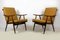 Wooden Boomerang Armchairs with Double-Sided Checkered Pillows from TON, 1970s, Set of 2 1