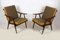Wooden Boomerang Armchairs with Double-Sided Checkered Pillows from TON, 1970s, Set of 2 16