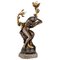 Art Nouveau Bronze Lamp of Nude with Snake and Flowers by Henri Levasseur 1