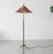 Vintage Brass Floor Lamp with Floral Lampshade, Germany, 1940s 1