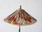 Vintage Brass Floor Lamp with Floral Lampshade, Germany, 1940s 5