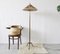 Vintage Brass Floor Lamp with Floral Lampshade, Germany, 1940s 14