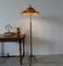 Vintage Brass Floor Lamp with Floral Lampshade, Germany, 1940s 2