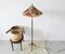 Vintage Brass Floor Lamp with Floral Lampshade, Germany, 1940s 3