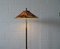 Vintage Brass Floor Lamp with Floral Lampshade, Germany, 1940s 13