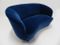 Italian Mid-Century Blue Velvet Curved Loveseat, Image 1