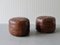 Vintage Leather Poufs, 1970s, Set of 2 9