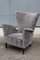 Italian Geometric Armchair in Gray Velvet with Wooden Feet, 1950s, Image 6