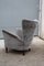Italian Geometric Armchair in Gray Velvet with Wooden Feet, 1950s 3