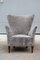 Italian Geometric Armchair in Gray Velvet with Wooden Feet, 1950s 10