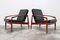 Danish Teak Paper Knife Lounge Chairs in Black by Kai Kristiansen for Magnus Olesen, Set of 2 1