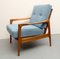 Armchair in Cherry with New Light Blue Upholstery, 1960s 4