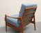 Armchair in Cherry with New Light Blue Upholstery, 1960s 6
