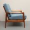 Armchair in Cherry with New Light Blue Upholstery, 1960s 9