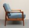 Armchair in Cherry with New Light Blue Upholstery, 1960s, Image 9