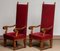 Tall 20th Century Throne Chairs in Carved Oak, Sweden, Set of 2, Image 4
