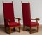 Tall 20th Century Throne Chairs in Carved Oak, Sweden, Set of 2, Image 9
