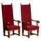 Tall 20th Century Throne Chairs in Carved Oak, Sweden, Set of 2, Image 2